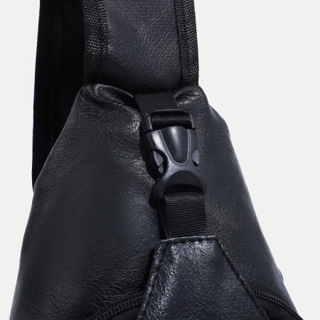 Male sling bag made of artificial leather, with USB, black color-2