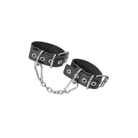 Pecado BDSM bracelets, from one strap with eyelets, genuine leather, black-3