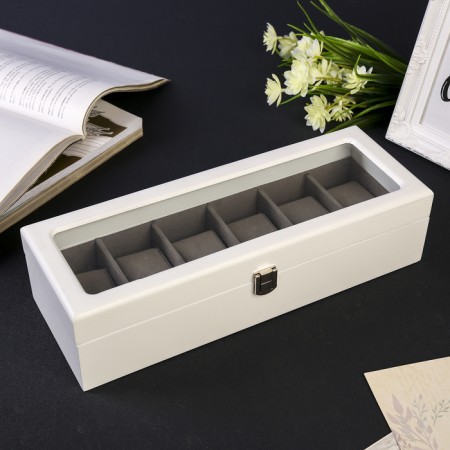 Casket wood for watch 6 departments "Style" white 12.7x8x33 cm