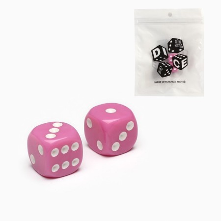 Dice play "Game time", 1.6 x 1.6 cm, set 2 pcs, pink-1