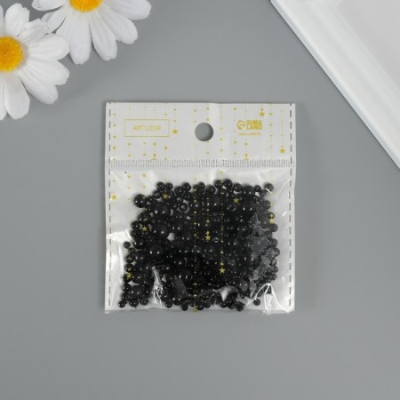 Beads for creativity plastic "Round. Black" d = 3-8 mm, set 10 grams-3
