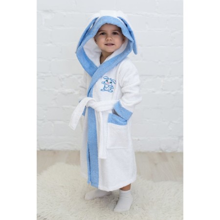 Baby robe "Bunny", height 98 cm, white+blue, Makra-3