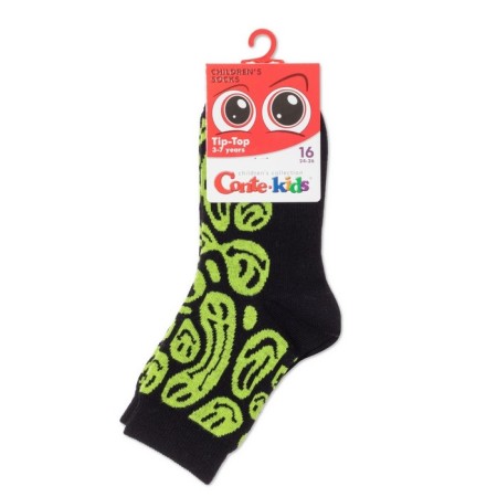Noski children's cotton CONTE KIDS TIP-Top, size 16, color black, light green-1