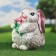 Garden figure "Hare with flower" gray, 24cm