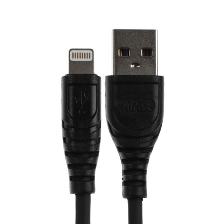 Cable Mirex 13700-007i3bk, Lightning - USB, 3 A, 1.2 m, fast charging, black-1