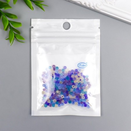 Glass 8/0 "Matte translucent. Melange blue-violet" 10 g-2