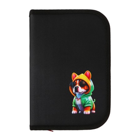 Penal 3 sections, tab inside, 140 x 210 x 40 mm, fabric, calligrata top block "Cool bulldog"-1