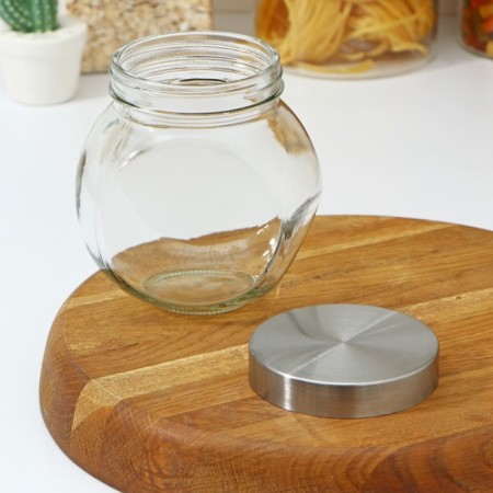 Glass Bank for bulk products of the Metallic share, 700 ml, 12 × 13 × 8.5 cm-3