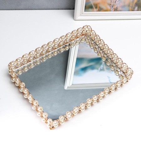 Interior stand for candles with a "pearl" mirror 5.5x23x30 cm-3