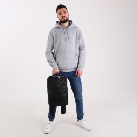 A backpack with a zipper, "saxi", outer pocket, black color-8
