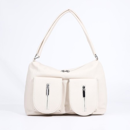 Lugus bag, 3 outer pockets, milk color