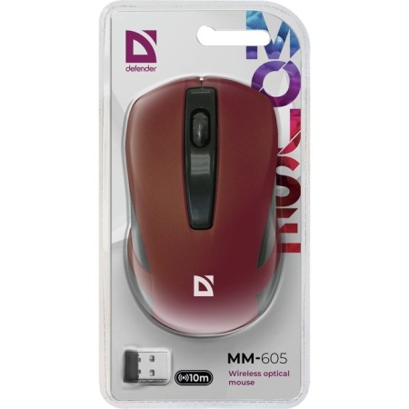The mouse Defender MM-605, wireless, optical, 1200 dpi, 2xaaa (not in compl), red-3