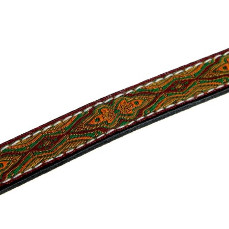 Leather collar decorated, with synthetic winterizer, 32-40 x 2 cm Mix of flowers-3