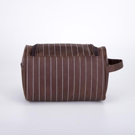 Lightning cosmetic bag, external pocket, brown color-1