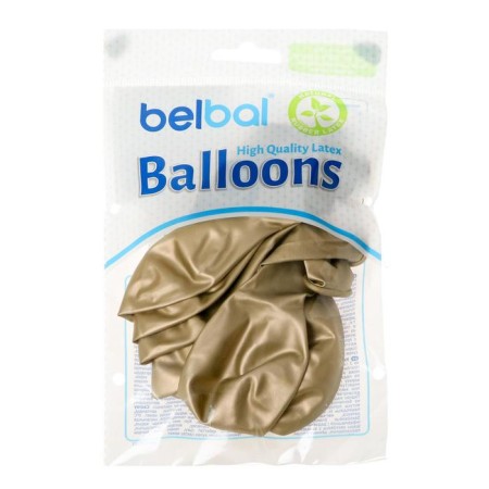 Latex ball 14 ", chrome Glossy, set 12 pcs., Golden color-1