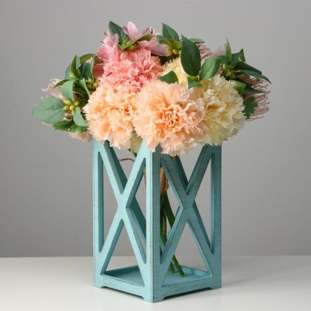 Kashpo wooden 14 × 14 × 26 cm "Lantern High-Teke Provence", gray-blue