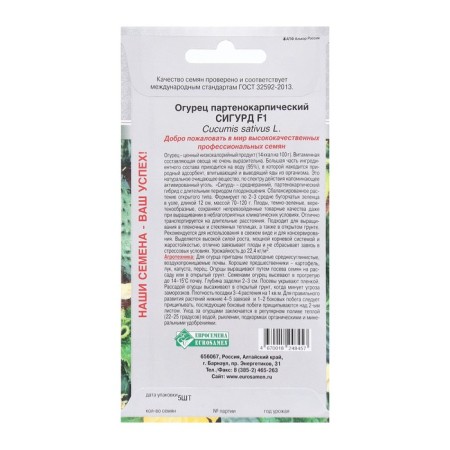 Seeds Cucumber Parthenocard Sigurd F1, 5 pcs-1