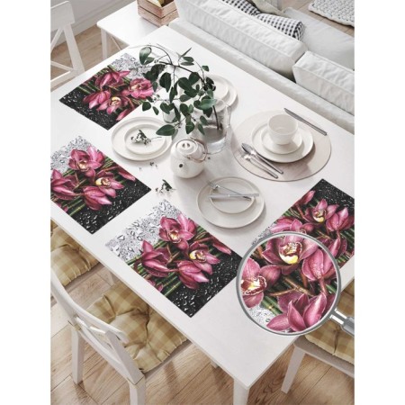 Set of napkins for setting the table "Flower separation", rectangular, size 32x46 cm, 4 pcs-1