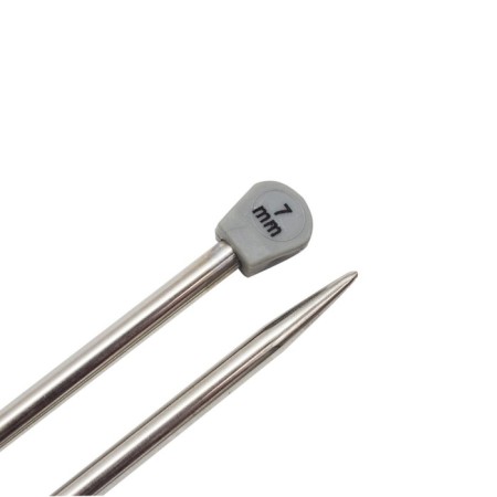 The knitting needles are straight, metal, 35 cm/7.0 mm-2