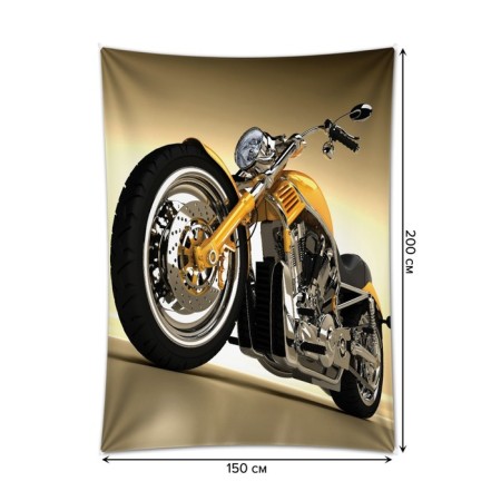 Decorative panel with photo printing "Yellow Motorcycle", vertical, size 150x200 cm-1