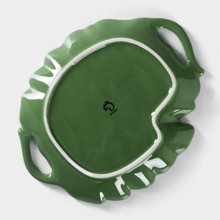 Serving dish with handles of the share "leaf", 29 × 3.3 cm, green color-3