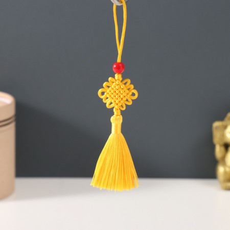 Suspension textiles, plastic "Knot of happiness and infinity" yellow 8.5 cm