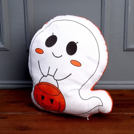 Soft toy "Ghost" with pumpkin, white color-1