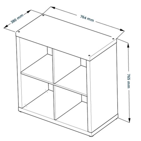 Rabberry with four open cells "Fors 4", square, vestiburat, color of oak white-3