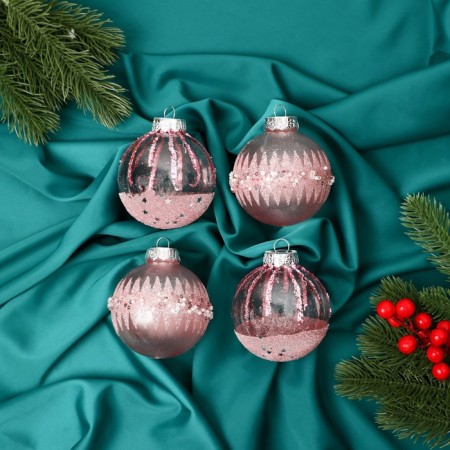 Set of balls plastic D-8 cm, 4 pcs "Jacquel" pink