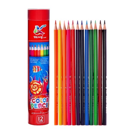 Pencils 12 colors, in a tube metal, triangular, wooden, sea inhabitants, mix