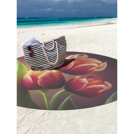 Pareo and beach rug "Bouquet of tulips", d = 150 cm-2