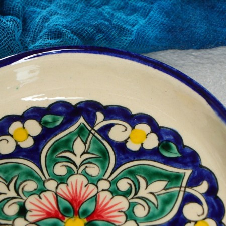 Maslenka Rishtan ceramics "Flowers", 17 cm, blue-3