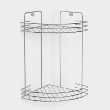 Bathroom shelf is angular 2-tier, 19 × 30 cm, chromium color