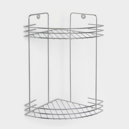 Bathroom shelf is angular 2-tier, 19 × 30 cm, chromium color