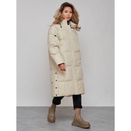 Coat insulated winter female, size 50, beige color-1
