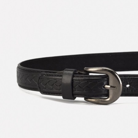 Children's belt, width - 2.0 cm, metal buckle, black color-1
