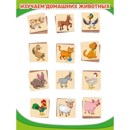 Memory "Pets" 24 wooden elements-1