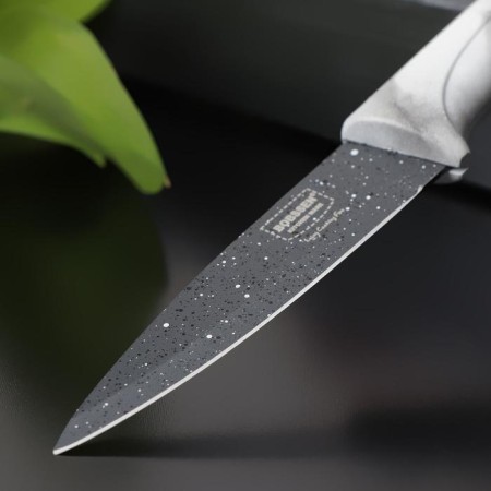 Knife of vegetable shares "marble", blade 9 cm, white color-1