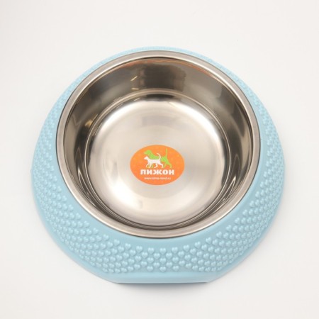 Metal bowl on a plastic base 400 ml, 18.5 x 18.5 x 6 cm, blue-1