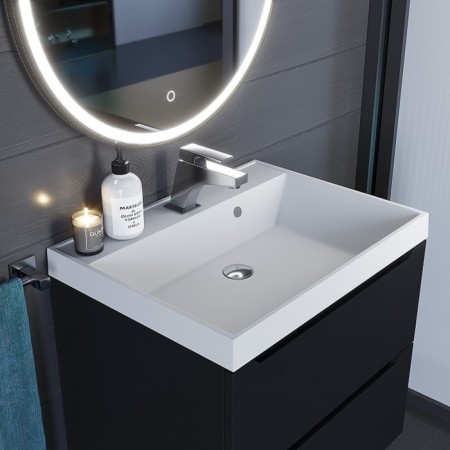 Sink uperwood Classic quartz 60 cm, quartz, white matte, jasmine-4