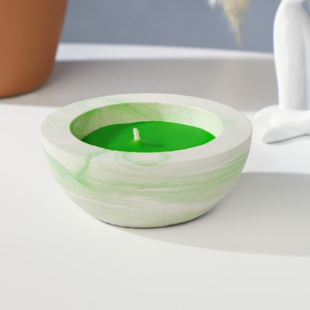 Aromatic candle in concrete "hemisphere", 9x4 cm, green, mint
