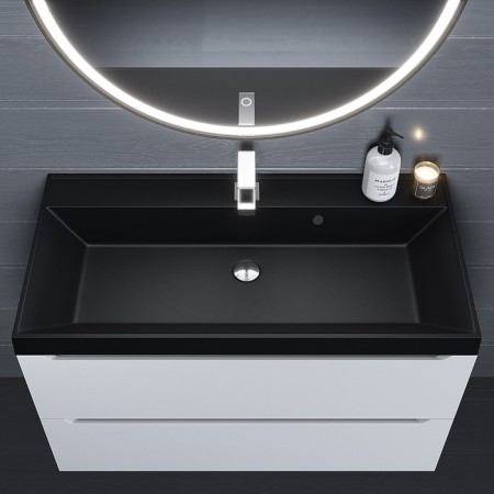 Sink uperwood Classic quartz 90 cm, quartz, black matte, space-2