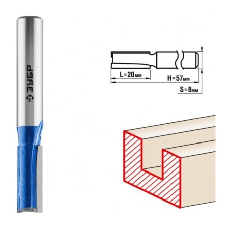 Frases groove bison 28755-8-19, straight, with the lower cuts, the shank d = 8 mm, 8x19 mm 957534