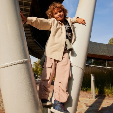 Children's shirt minku: jeans collection, beige color, height 146 cm-9