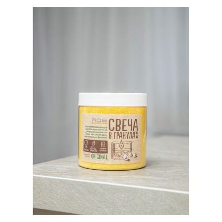 Candle in granules "Roscandles" yellow in PET bank, 300 g + wicks