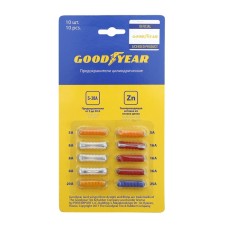 A set of cylindrical plastic fuses of Goodyear 10 pcs., 5a; 8a; 16a; 20a; 25a
