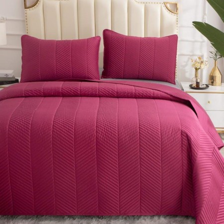 A set with a bedspread "Adonis", size 230x250 cm, 50x70 cm - 2 pcs, Bordeaux color-2