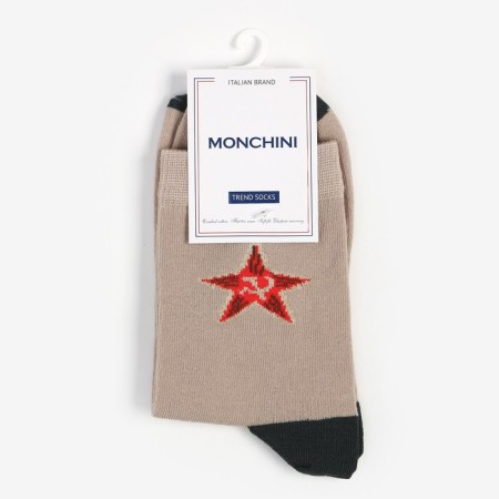 Male socks, Hakki Beige/Star, size 44-45-4