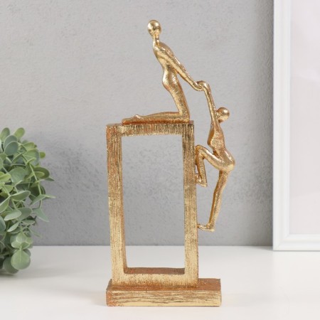 Souvenir Polystone "Two: Support" Gold 30x12x5.5 cm-3