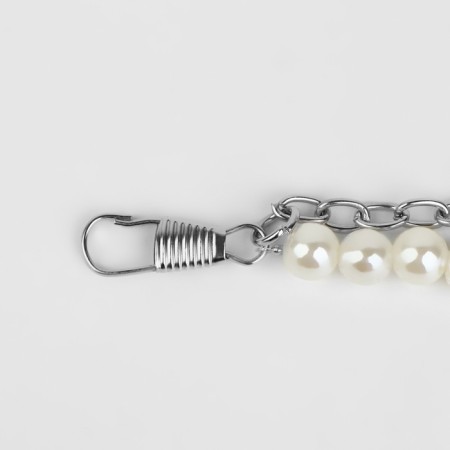 A chain for a bag, with carbines, with pearls, d = 8 mm, 7 × 5 mm, 20 cm, silver color-1